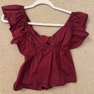 Chic Burgundy Women's Blouse